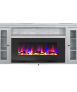 69.7"X13.4"X38.6" Somerset Fireplace Mantel With 42" Log Insert - White/Black