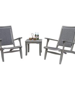 3-Piece Gray Wash Eucalyptus and Driftwood Gray Wicker Lounge Chair Set