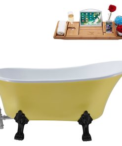 55" Streamline N354BL-BGM Clawfoot Tub and Tray With External Drain