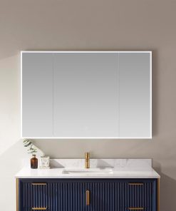 48" Rectangle Frameless Lighted Medicine Cabinet Wall Mounted Mirror