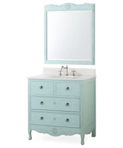 34" Dalleville Light Blue Bathroom Vanity, With Mirror