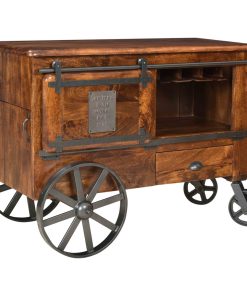 2 Door 1 Drawer Wine Cart in Warm Brown Mango