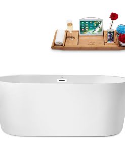 62" Streamline N2180WH Freestanding Tub and Tray With Internal Drain