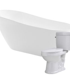 67" Acrylic Flatbottom Non-Whirlpool Tub,2-piece 1.28 GPF Single Flush Toilet