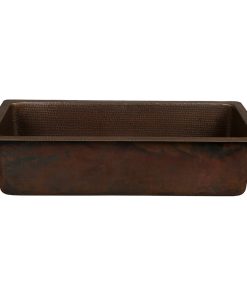 28" Rectangle Hammered Copper Bar/Prep Sink With 3.5" Drain Opening