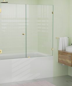 58.25"x60" Frameless Shower Bath Door Wall Hinge, Polished Brass