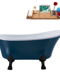 55" Streamline N360BL-IN-BL Clawfoot Tub and Tray With Internal Drain
