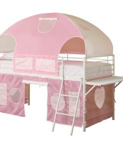 Sweetheart Tent Loft Bed, Pink and White