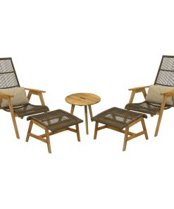 5-Piece Teak And Wicker Basket Lounger Set