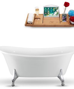 67" Streamline N1081CH-IN-GLD Clawfoot Tub and Tray With Internal Drain