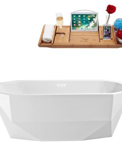 67" Streamline N622WH Freestanding Tub and Tray With Internal Drain