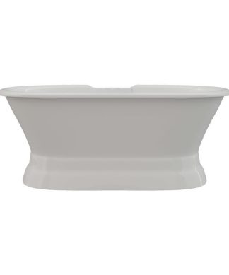66" Double Ended Cast Iron Pedestal Tub with Deck Mount Faucet Holes, "Worth"