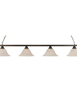 Toltec Lighting Square 4-Light Billiard Light, Alabaster Glass