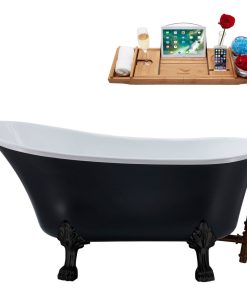 63" Streamline N353BL-ORB Soaking Clawfoot Tub and Tray With External Drain
