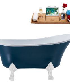 55" Streamline N360WH-IN-BNK Clawfoot Tub and Tray With Internal Drain