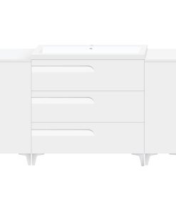 54" Freestanding White Vanity Set With Sink, LV7-C5B-54W, Style 7