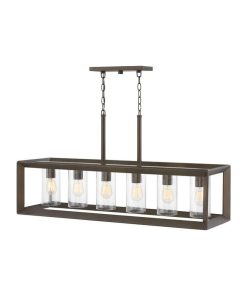 6 Light Outdoor Linear Hanging Lantern in Craftsman Industrial Style - 42.25