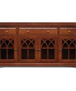 60'' Gothic Arch 4 Door Tv Stand, Brown, 60X32