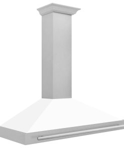 48" DuraSnow Stainless Steel Range Hood, Stainless Steel Handle, White Matte