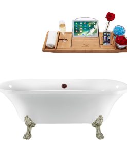 68" Streamline N861BNK-ORB Clawfoot Tub and Tray With External Drain