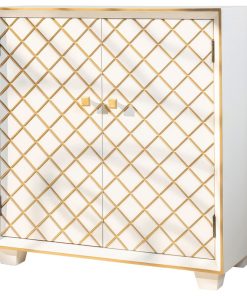 2-Door Accent Cabinet, White and Gold