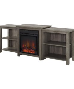 70" Tiered Top Open Shelf Fireplace TV Console - Slate Grey