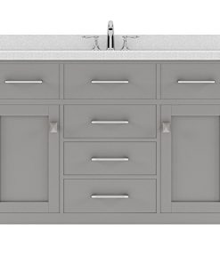 48" Single Bath Vanity, Cashmere Gray With Dazzle White Top and Round Sink
