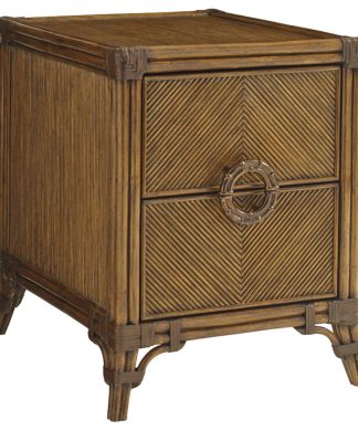 Tommy Bahama Bali Hai Bungalow Chairside Chest, Aged Brass