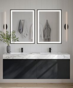 The Monolith Bathroom Vanity, Double Sink, 60", Dark Gray, Wall Mount