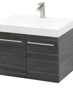 29.25" Wall Mount Vanity Sink Set, White Integrated Sink Top, Dark Grey