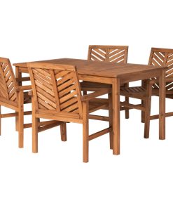 5-Piece Chevron Outdoor Patio Dining Set, Brown