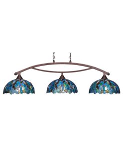 Toltec Lighting 873-BRZ-995 Bow - Three Light Billiard
