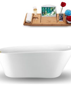 61" Streamline N1520GLD Freestanding Tub and Tray With Internal Drain
