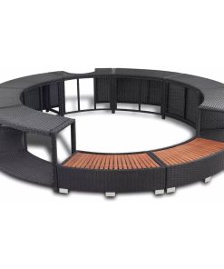 vidaXL Spa Surround Black Poly Rattan Garden Outdoor Patio Massage Hot Tub