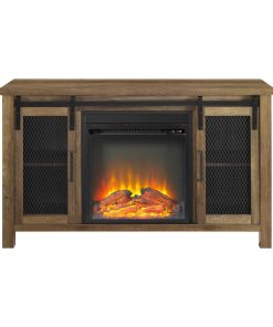 48" Rustic Farmhouse Fireplace TV Stand - Rustic Oak