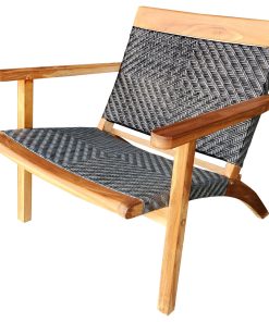 Teak Wood Paris Outdoor Patio Lounge and Dining Chair, Gray