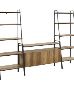 3-Piece Ladder Shelf Entertainment Wall, Reclaimed Barnwood