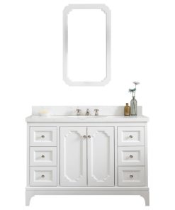 48" Wide Pure White Single Sink Quartz Carrara Bathroom Vanity