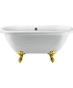 67" Streamline N1121GLD-BNK Clawfoot Tub and Tray With External Drain