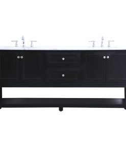 72" Double Sink Bathroom Vanity Set, Black