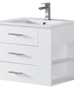 24" Right Side Shelf Vanity, White