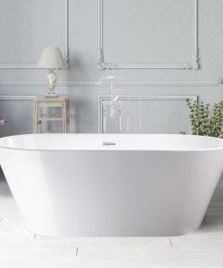 Vanity Art 67.5"x32" Non-Slip White Acrylic Freestanding Bathtub