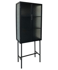 70 Inch Metal Cabinet Black Black Contemporary