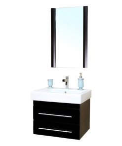 24.25 Inch Single Wall Mount Style Sink Vanity-Wood-Black