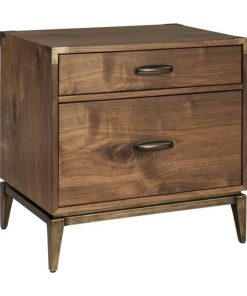 Wooden Nightstand With Two DrawersBrown.