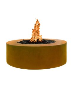 36" Low Round Corten Steel Propane Fire Pit for Outdoor