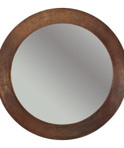 34" Hand Hammered Round Copper Mirror