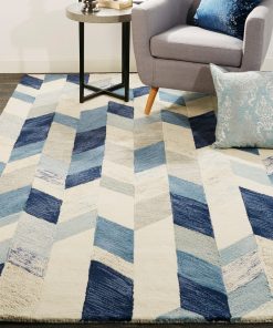 Weave & Wander Binada Tufted Blue/Ivory Rug, 8'x11'