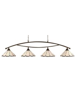 Toltec Lighting Bow 4-Light Billiard Light, 16" Pearl/Black Flair, Dark Granite