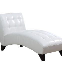 White Faux Leather Chaise Lounge Chair